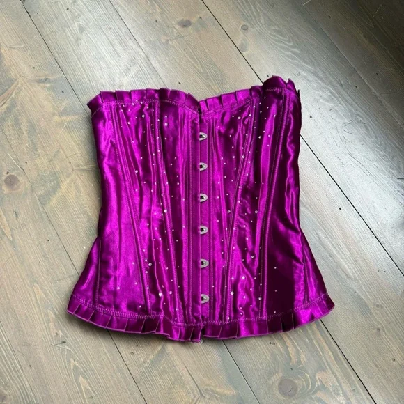 Vibrant Purple Corset with Rhinestone Detailing, Y2K Glam Size M - Picture 2 of 6